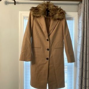 Faux fur pea coat
